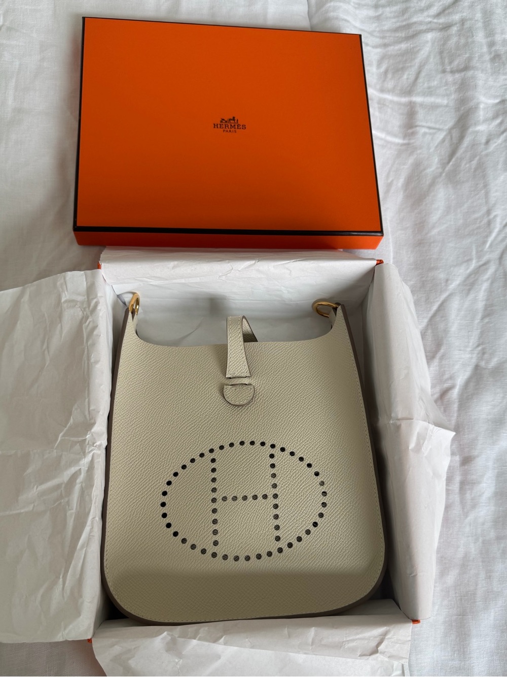 Hermes Mini Evelyne Sellier Craie